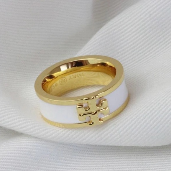 Tory Burch Kira White & Gold Ring - Picture 2 of 2